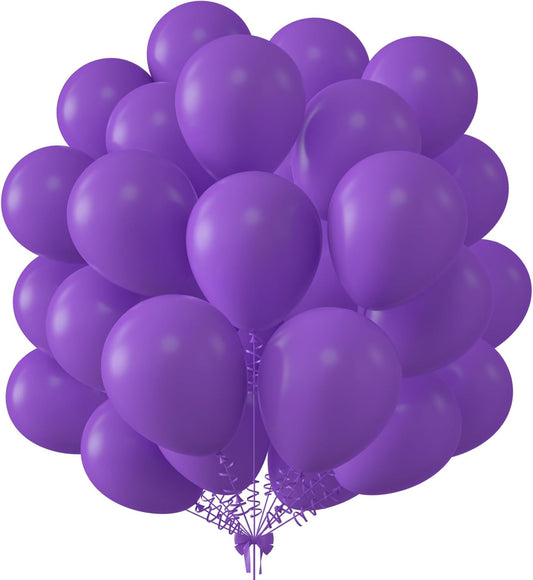KALOR 12 Inch Light Purple Balloons, 50 Pcs Latex Helium Balloons for Kid's Birthday Party, Baby Shower, Wedding, Graduate Party Decorations