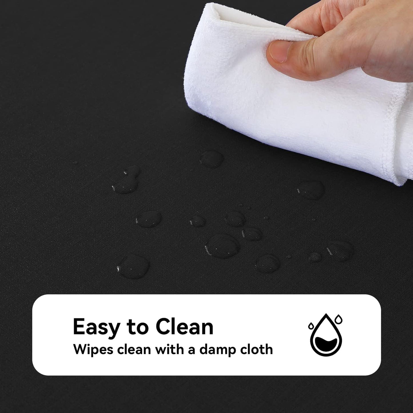Romanstile 100% Waterproof PVC Tablecloth, Rectangle Oil Spill Proof Stain Resistant Vinyl Table Cloth, Wipe Clean Plastic Table Covers for Kitchen/Dining/Parties - 60 x 102 Inch, Black