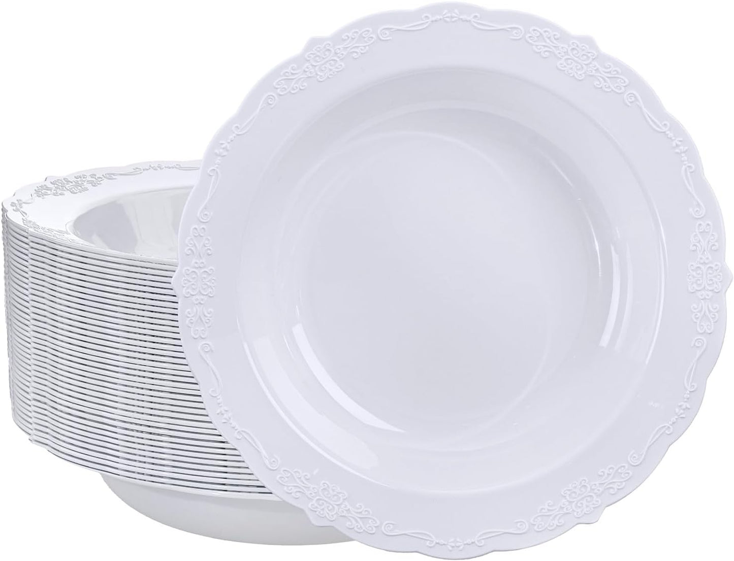 DaYammi 30 Pack Plastic Bowls, 12oz Disposable Soup Bowls, Heavy Duty Dinner Bowls for Weddings, Parties, Dinners, Catering and Everyday Use