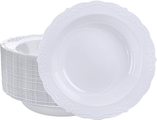 DaYammi 30 Pack Plastic Bowls, 12oz Disposable Soup Bowls, Heavy Duty Dinner Bowls for Weddings, Parties, Dinners, Catering and Everyday Use