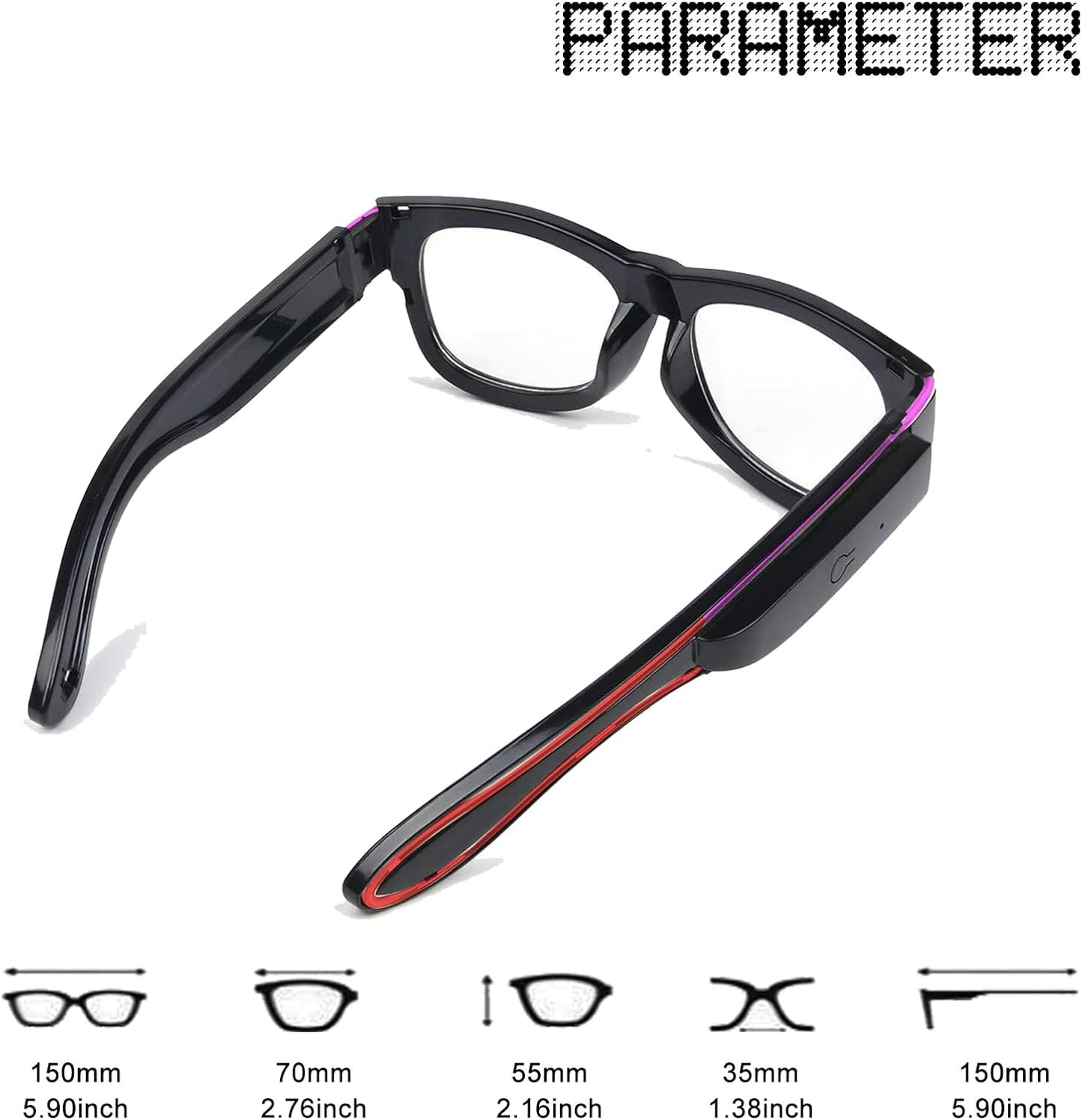 GS GLOWSEEN Led Light Up Glasses USB Type-C Rechargeable, Multi-color Neon Glow Glasses Rave Sunglasses for Men Women Party Outfits,EDM,Halloween,Christmas