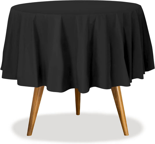 Black Disposable Plastic Tablecloth for Round Tables (36 Pack) Table Cloths for Parties, Events & Weddings, Indoors & Outdoors, 84 inches, Plastic Table Cover