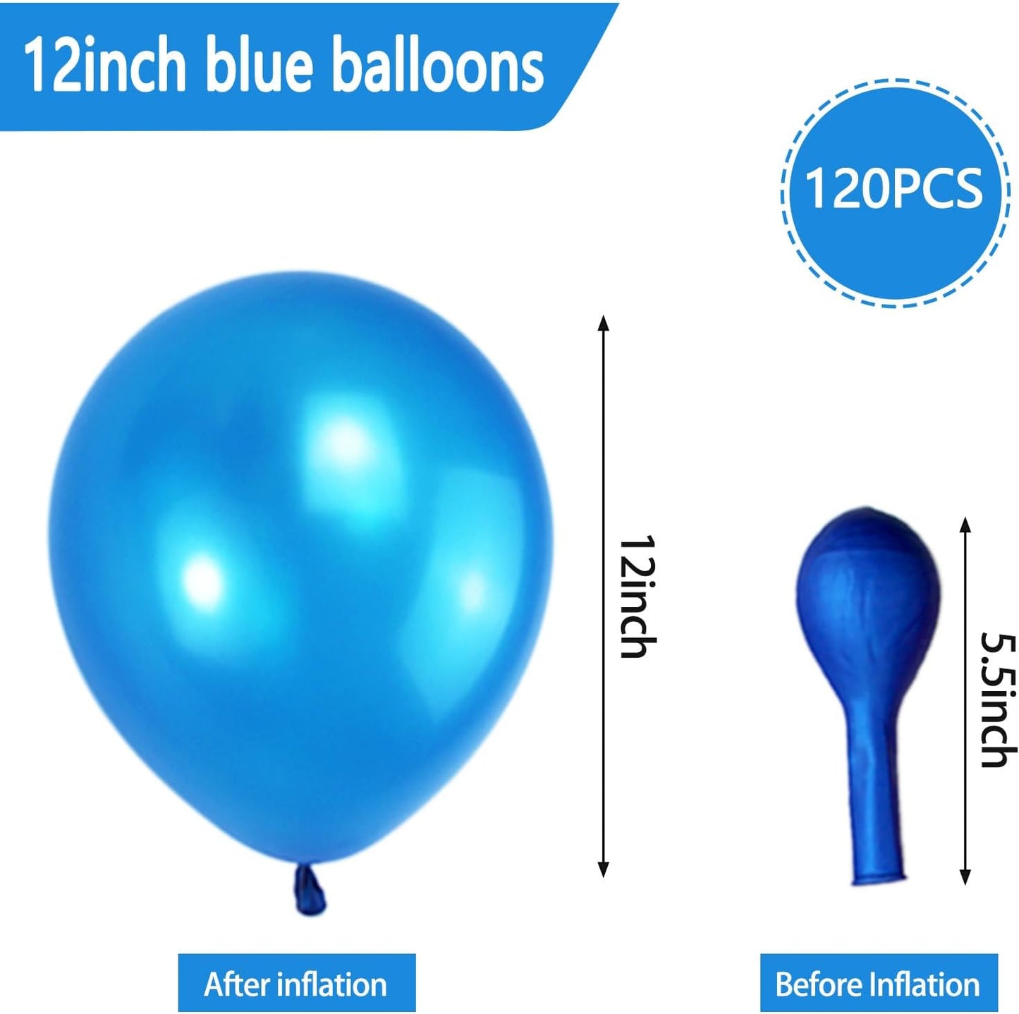 120 Pack Pearl Blue Balloons, Bright 12 inch Royal Blue Latex Party Balloons for Birthday Wedding Baby Shower Halloween.