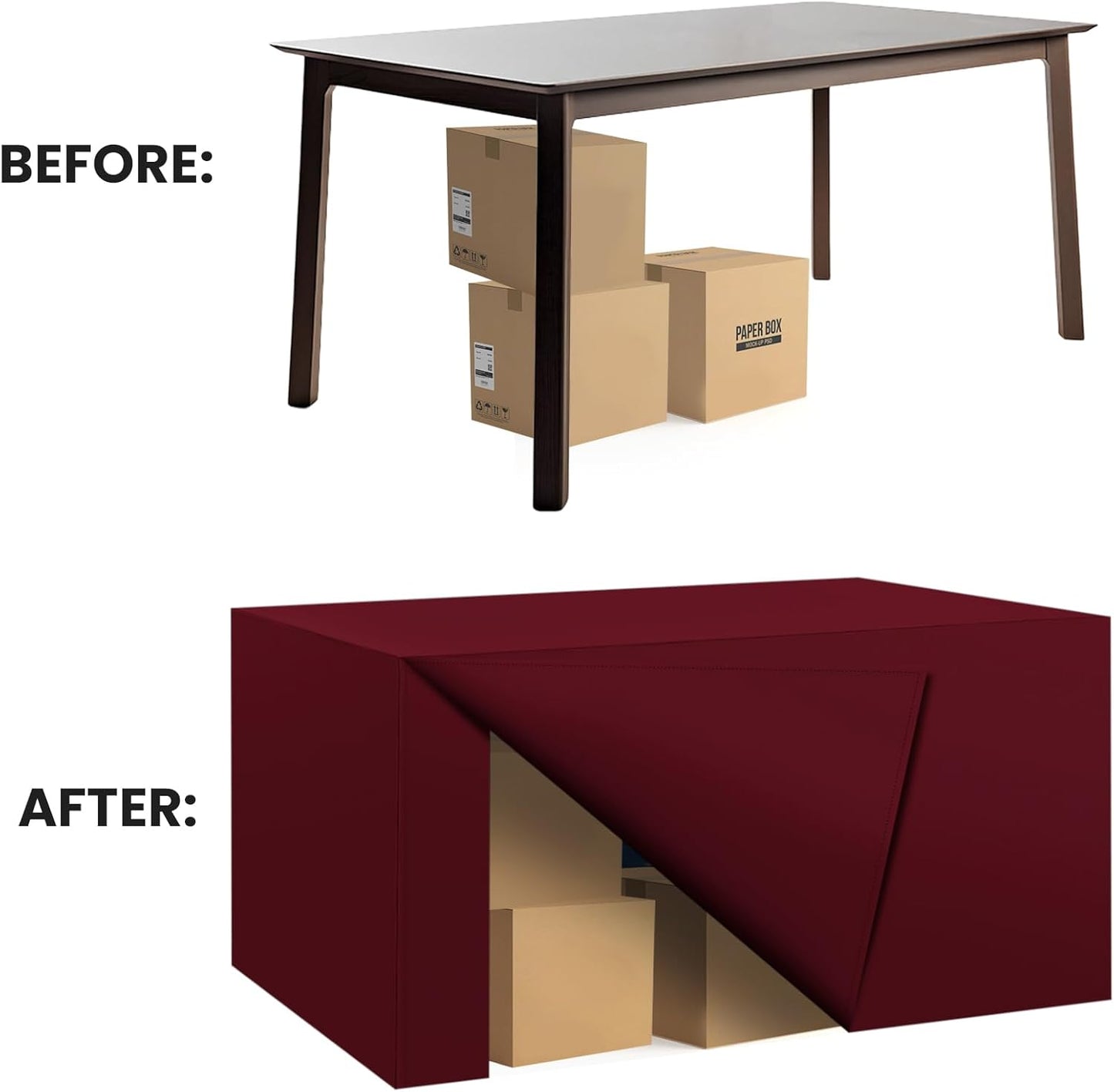 Ascoza 2 Pack Fitted Tablecloth for 8 Foot Rectangle 96 x 30 Inch Burgundy Table Covers Water Resistant Polyester Cloth for Folding, Parties,Display, Trade Show (Burgundy)