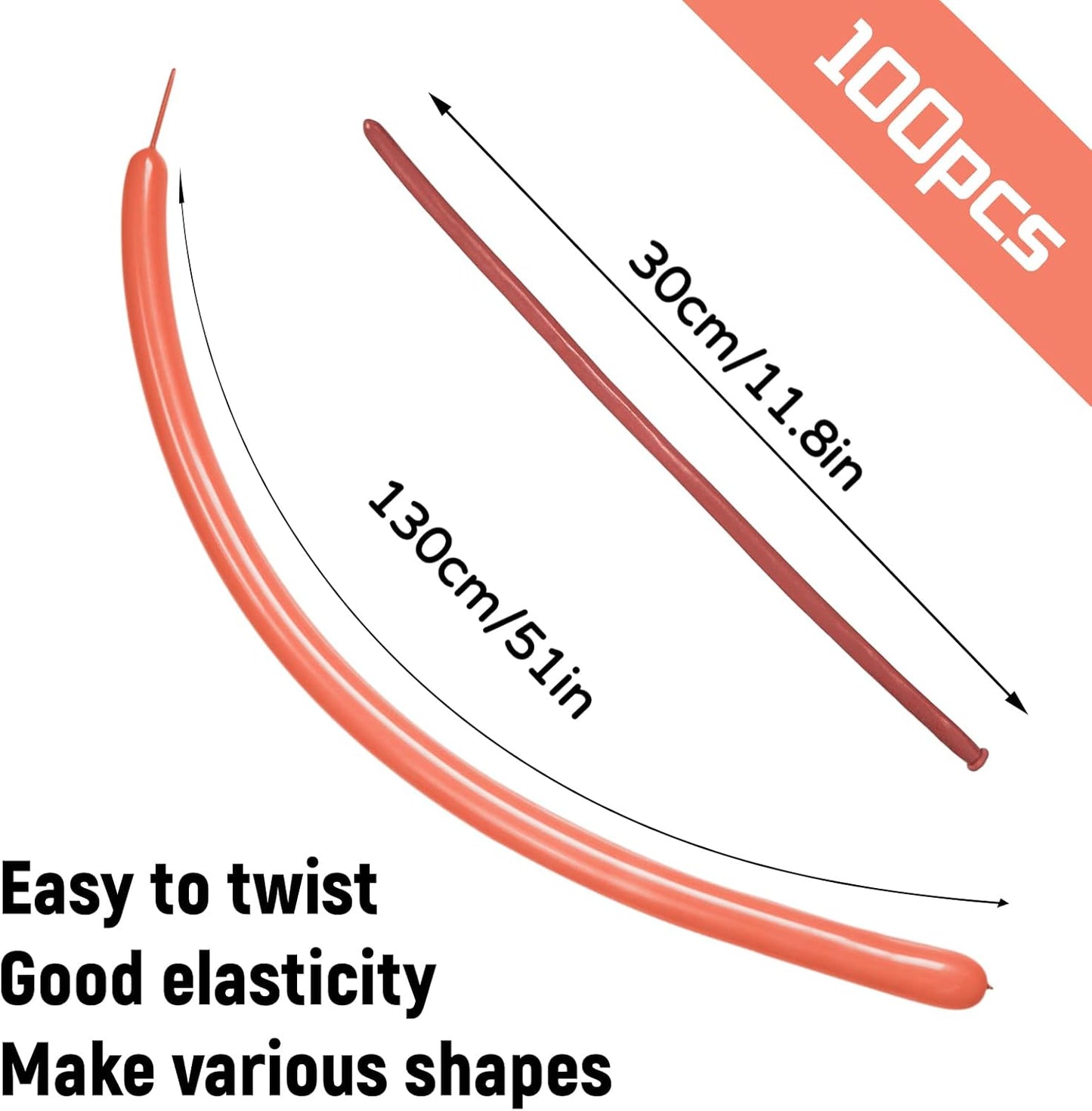 100Pcs Retro Bean Paste 260 balloons, Thickening Latex Bean Paste 260q Balloons for Animal Model, Long Twisting Balloons for Halloween Xmas Presents, Animal Shape Weddings, Birthdays Clowns.