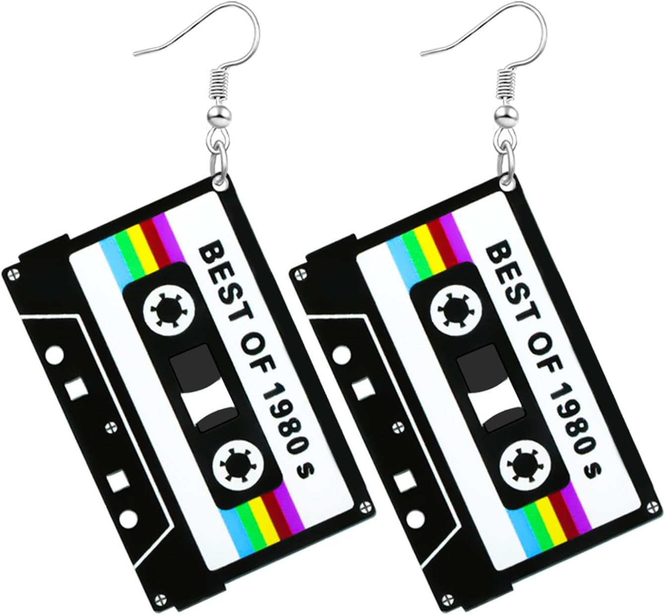 80s 90s Retro Cassette Tape Neon Earrings for Women Acrylic Radio Earring Set for 80s 90s Accessories Cosplay Party Jewelry Gifts