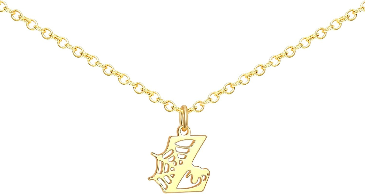 Halloween Necklace Halloween Gifts for Women Initial Necklace with Spider Web for Teen Girl Adjustable Dainty Gold Letter Necklaces for Her Girlfriend Daughter Halloweens Birthday Gift Basket Jewelry Decorations