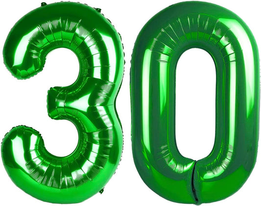 Green Number 30 Balloon 40 inch, 30 Number Balloons, 30th Green Birthday Decorations, 30 Year Old Women Men Party Supplies, St. Patrick's Day Games Theme Birthday Decorations