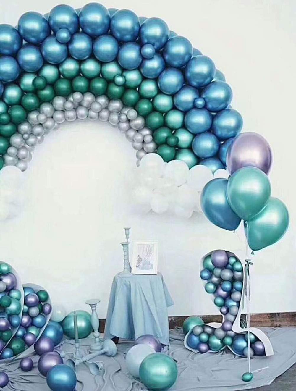 KALOR 12 Inch Metallic Blue Balloons, 50 Pcs Latex Helium Metallic Balloons for Kid's Birthday Party, Baby Shower, Wedding, Graduate Party Decorations