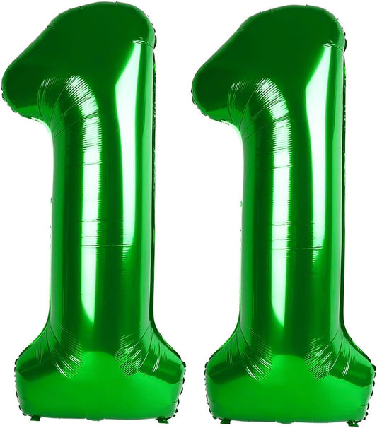 Green Number 11 Balloon 40 inch, 11 Number Balloons, 11th Green Birthday Decorations, 11 Year Old Girls Boys Party Supplies, St. Patrick's Day Games Theme Birthday Decorations
