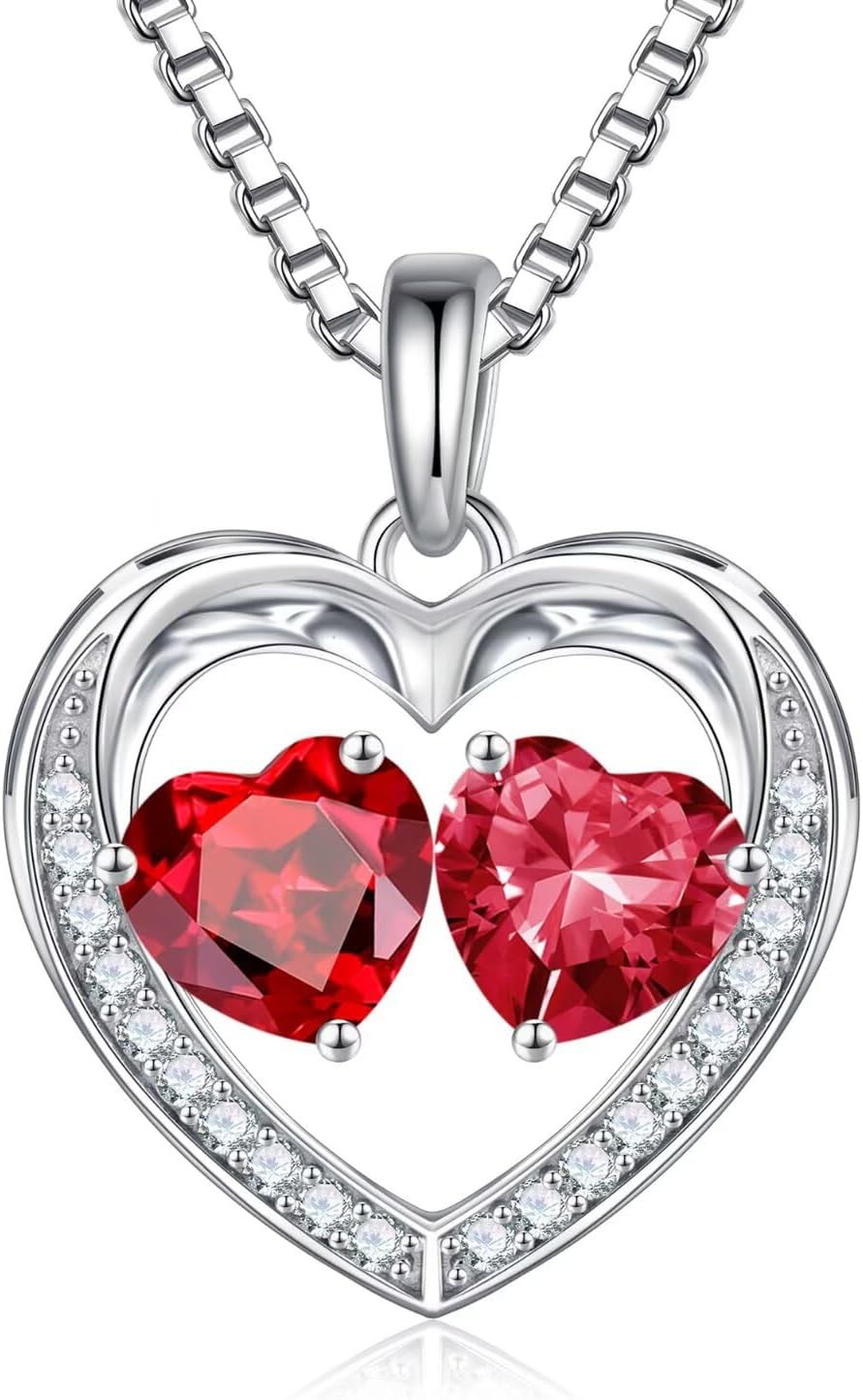 Iefil Christmas Gifts for Wife - 925 Sterling Silver Birthstone Necklace, Anniversary Birthday Gifts for Women, Stocking Stuffers for Women Wife Mom Daughter