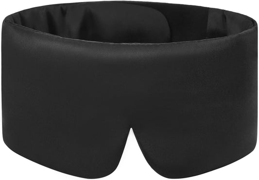 Weighted Eye Mask Silk ALASKA BEAR for Sleeping, Wraparound Style Compression, Wide Headband and Large Coverage Ears for Sound-muffling, Microwavable Beads Filled