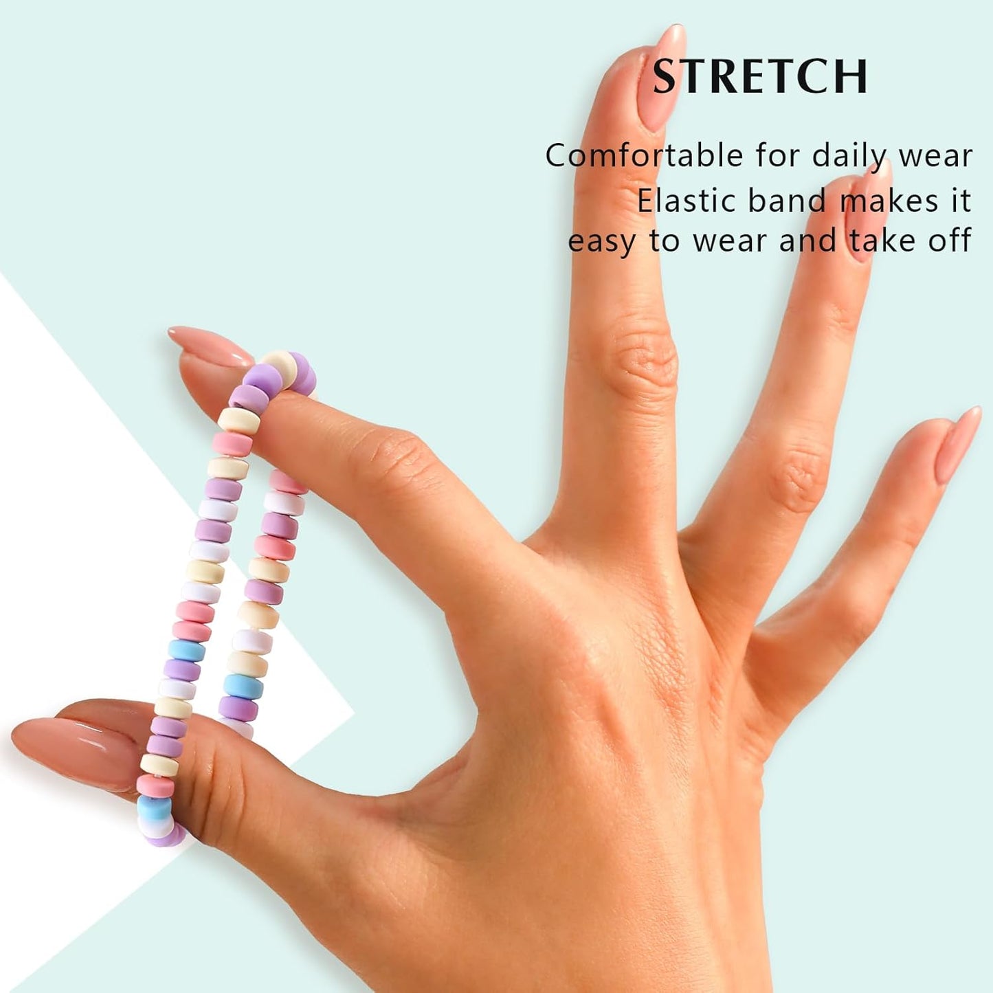 Friendship Bracelets Trendy Heishi Clay Bead Bracelets Stack Gold Beaded Stretch Bracelets for Women Boho Stackable Bracelets Bulk Cute Preppy Jewelry