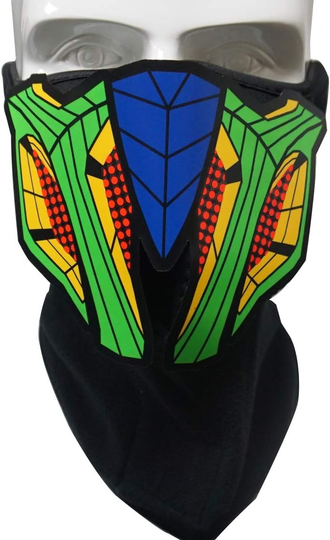 LED Halloween Mask Sound Reactive Light Up Mask Scary Masks for Costumes Cosplay,Music Party,Rave Events, EDC