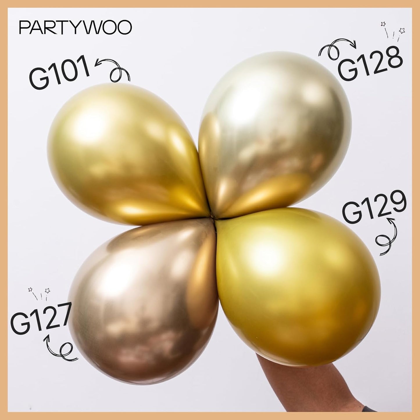 PartyWoo Metallic Gold Balloons 140pcs Different Sizes of 18 12 10 5 Inch Chrome Gold Balloon Arch Kit Garland for Birthday Graduation Baby Shower Wedding Bachelorette Party Decorations Gold-G127