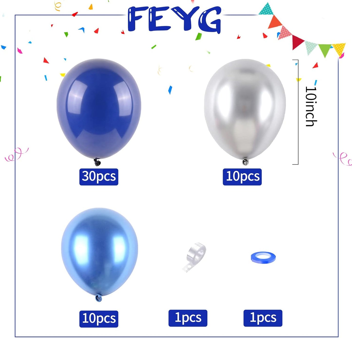 Balloons Blue and Silver, 50PCS Navy Blue Silver Latex Balloon, Navy Blue Silver Party Balloons Birthday Balloons Decoration for Girls Boys Birthday Party Baby Shower Bridal Shower Engagement