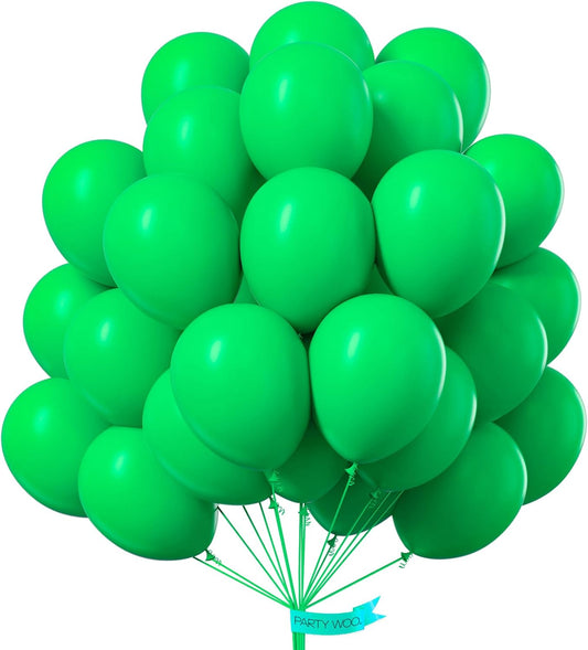 PartyWoo Green Balloons 50 pcs 12 Inch Matte Latex Helium Balloons for Wedding Baby Shower Gender Reveal St Patrick's Day Birthday Graduation Jungle Safari Anniversary Party Decorations Green-Y24
