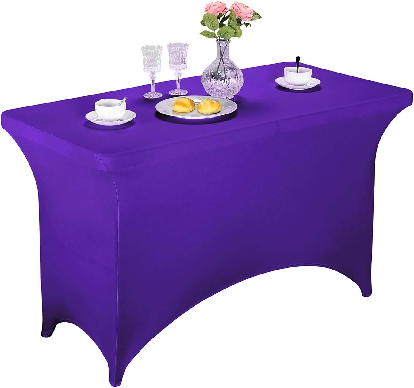 LZY Spandex Fitted Stretch Table Cover for 4ft or 6ft or 8ft Folding Table, Rectangular Cocktail Tablecloth, Perfect for Party or Banquet
