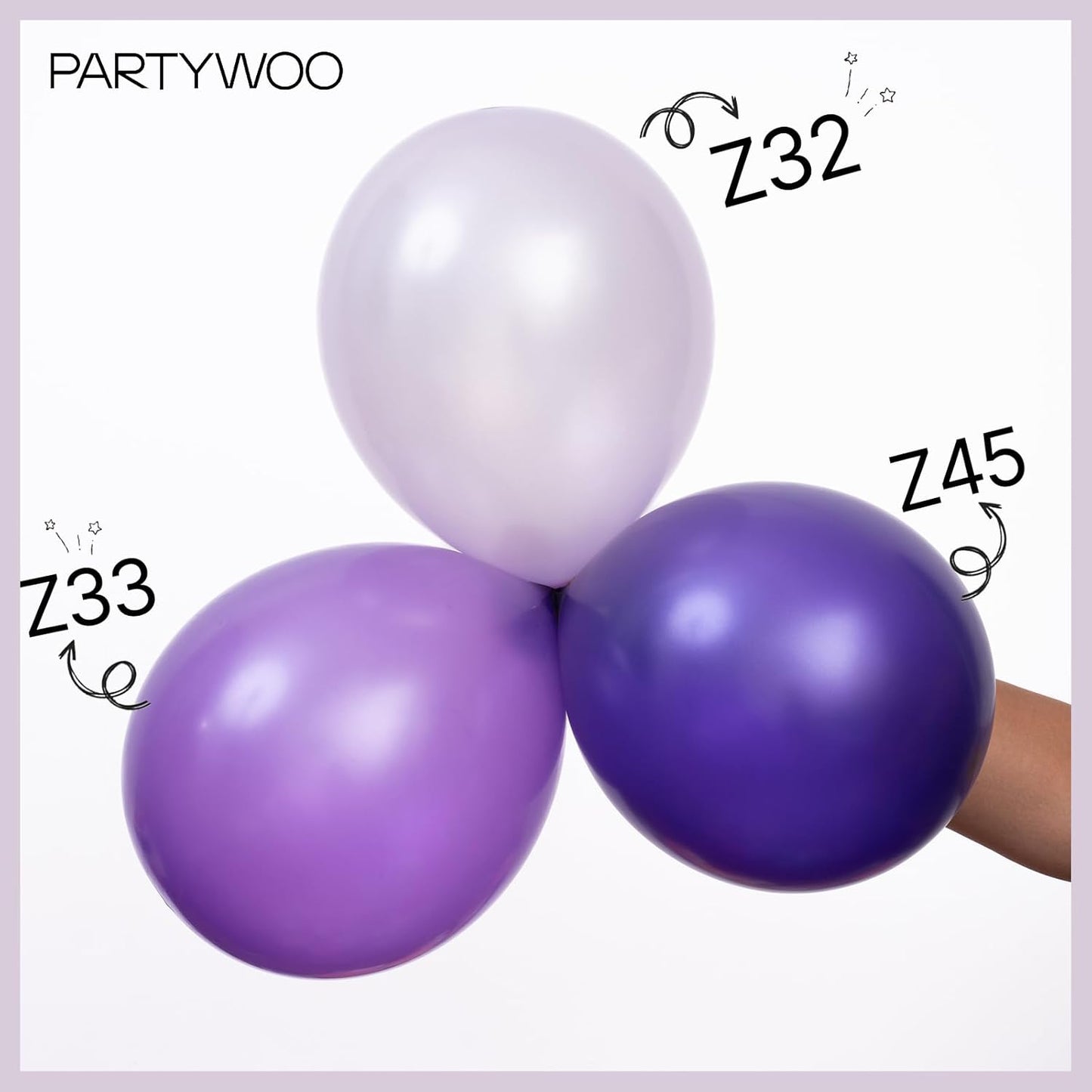 PartyWoo 50pcs Pearl Light Purple Balloons, 12inch, Latex, for Balloon Garland, Birthday, Wedding Decorations