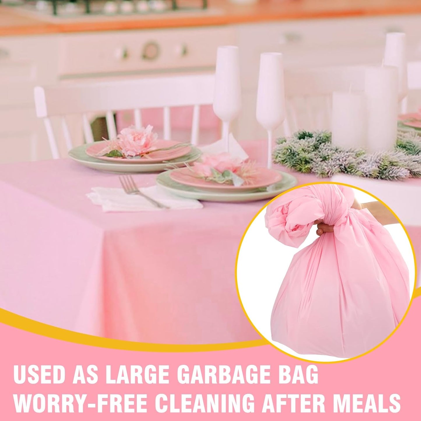 12 Pack Pink Plastic Table Cloths Disposable, 54 x 108 Inches Plastic Table Cover for Rectangle Tables, Disposable Tablecloth for Dinning, Parties, BBQ, Wedding, Outdoor