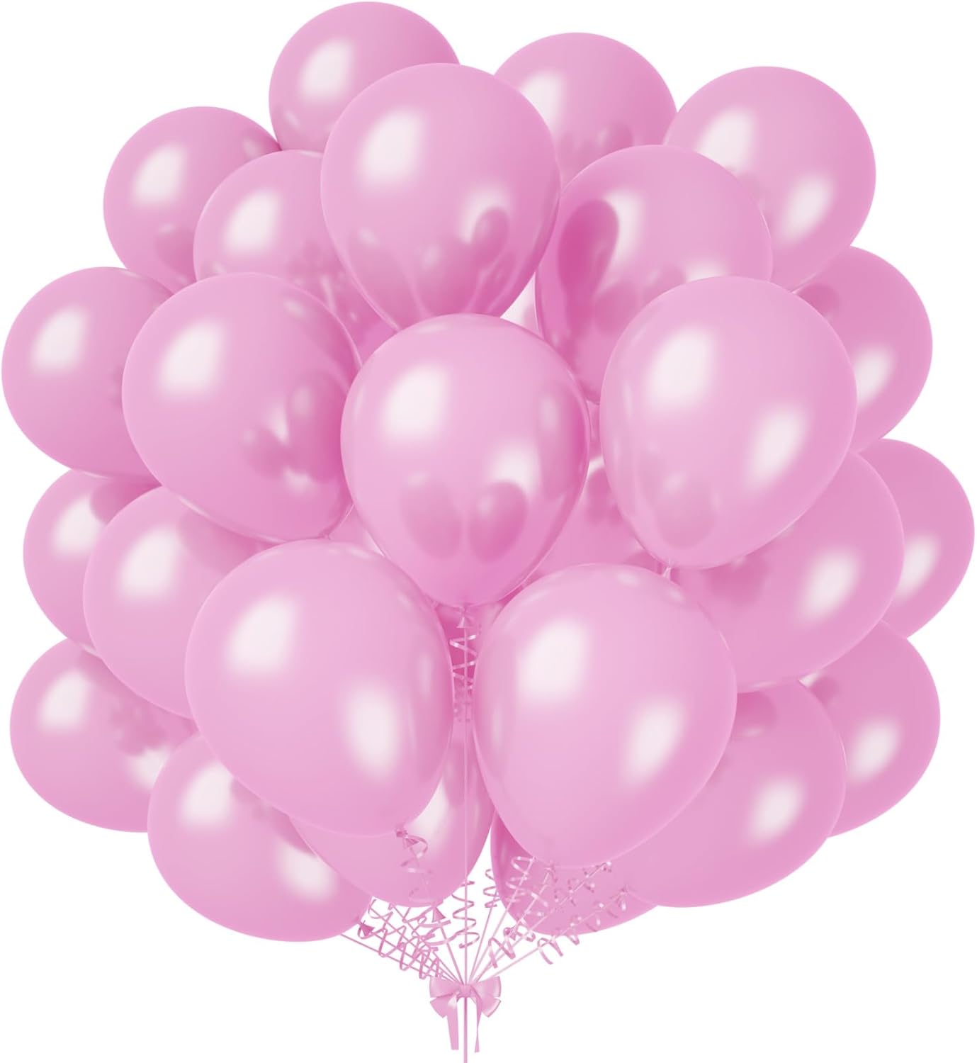 KALOR 12 Inch Pearl Light Pink Balloons, 50 Pcs Shiny Latex Helium Balloons for Kid's Birthday Party, Baby Shower, Wedding, Graduate Party Decorations
