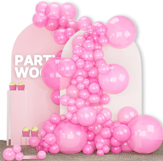 PartyWoo Pearl Pink Balloons 140pcs Different Sizes of 18 12 10 5 Inch Light Pastel Baby Pink Balloon Arch Kit Garland for Girl Baby Shower Princess Gender Reveal Birthday Party Decorations Pink-Z44