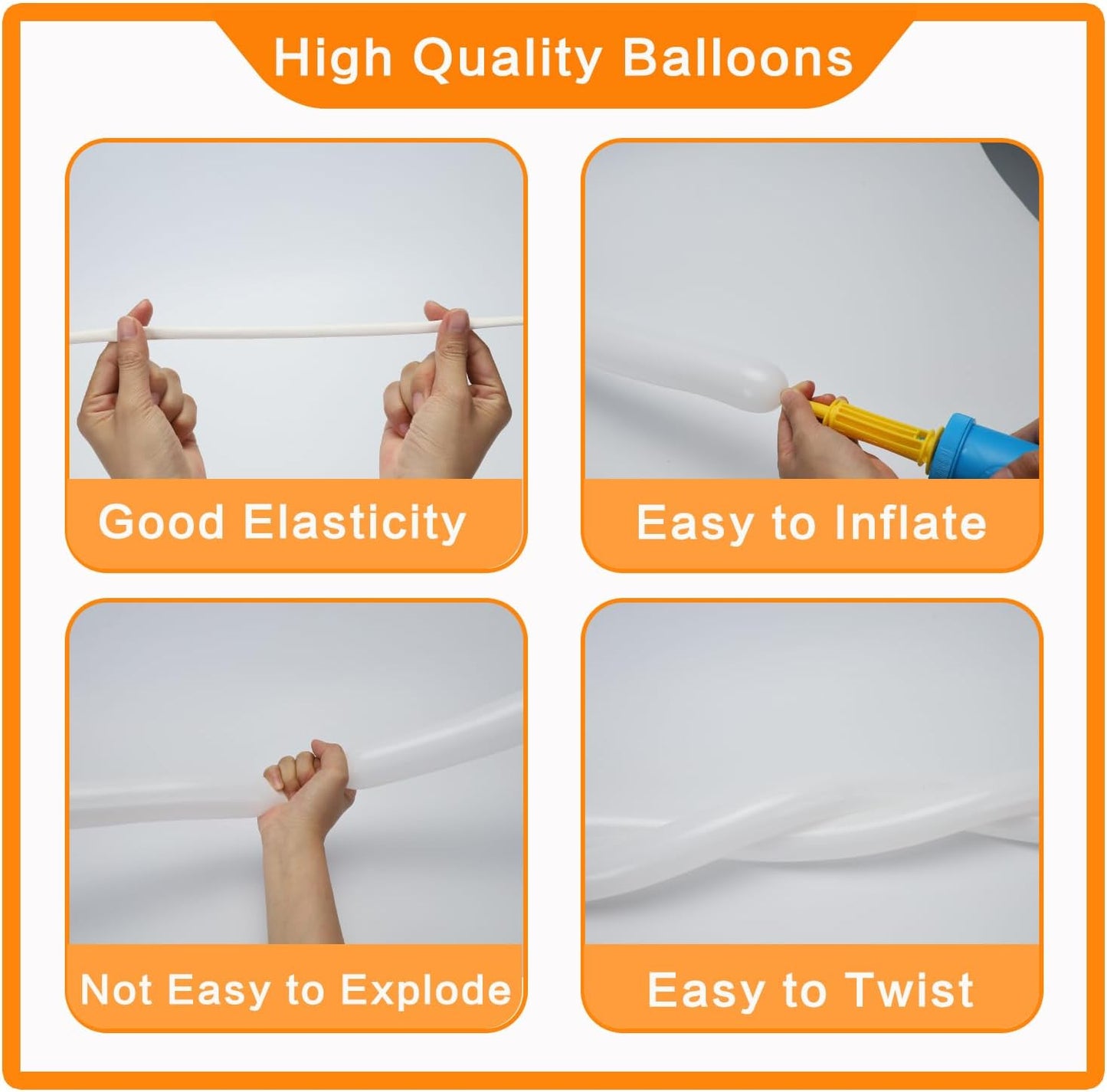 100Pcs 260 Balloons White Twisting Animal Balloon Thickening Latex Modeling Long Magic Balloon for Animal Model Skinny Clown Christmas Birthday Wedding Party Garland Decorations