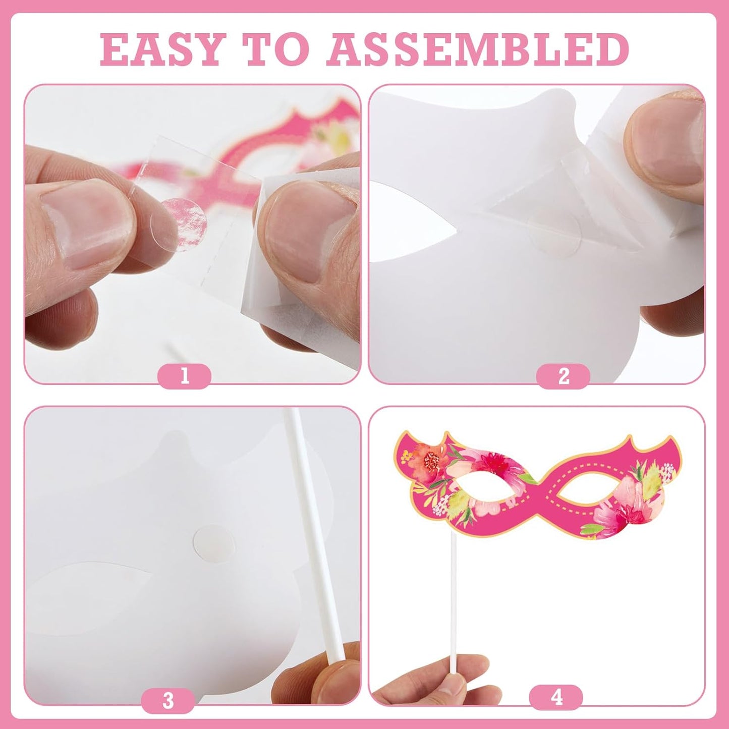 SUNBEAUTY 36 Pcs Tea Party Photo Booth Props - Pink, White, Green - Floral Pattern - Paper Material - Perfect for Parties