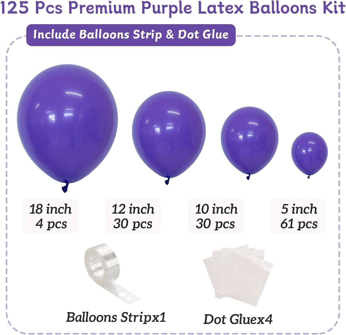 Purple Balloons 125 Pcs Dark Purple Balloons Different Sizes 18 12 10 5 In Royal Purple Balloons Arch Garland Kit for Birthday Baby Shower Wedding Graduation Theme Halloween Party Decoration