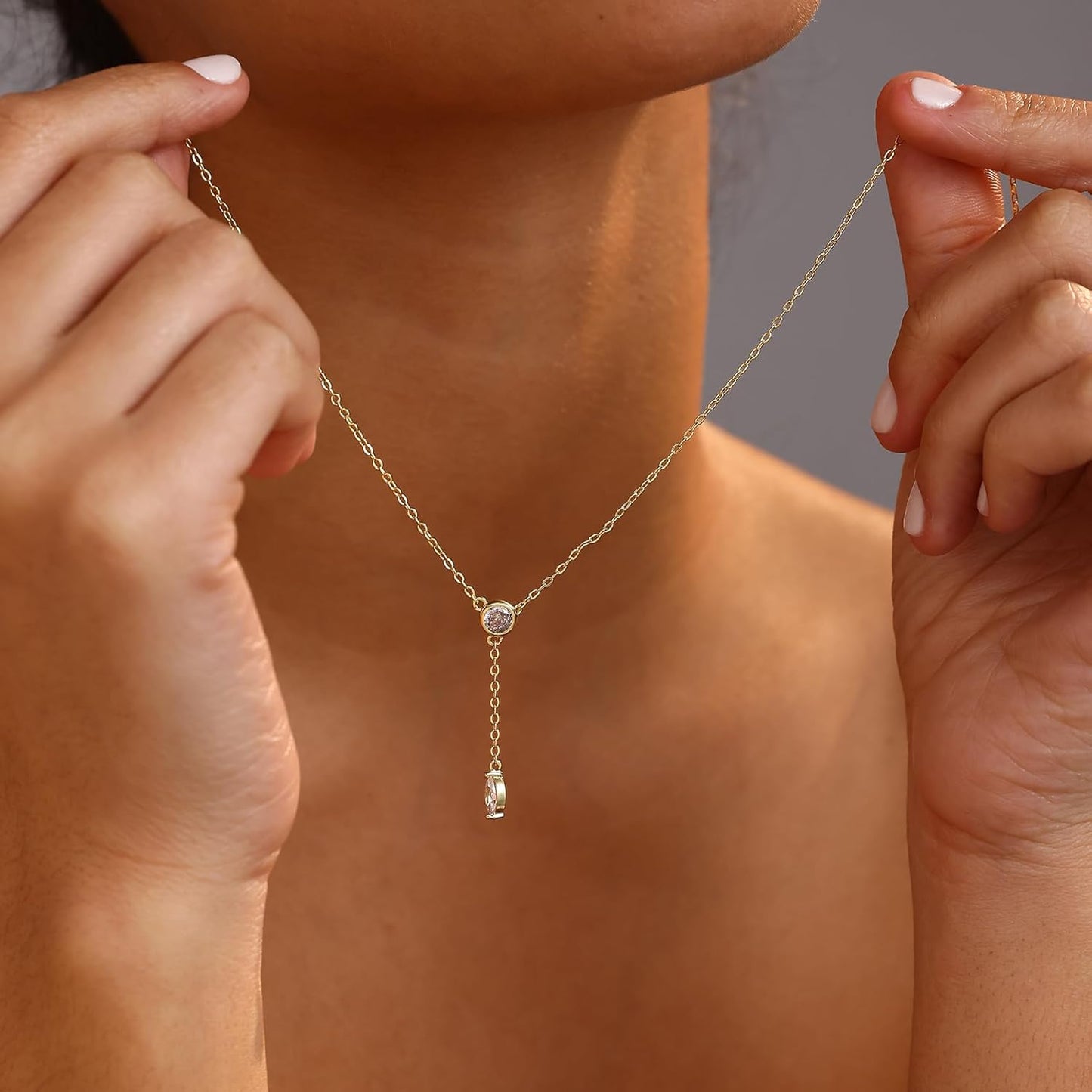 Gold Necklace for Women, Dainty Gold Long Necklaces 14k Gold Plated Prom Lariat Necklace Cute Choker Necklaces for Women Trendy Stuff Fashion Costume Gold Accessories Christmas Jewelry Gifts