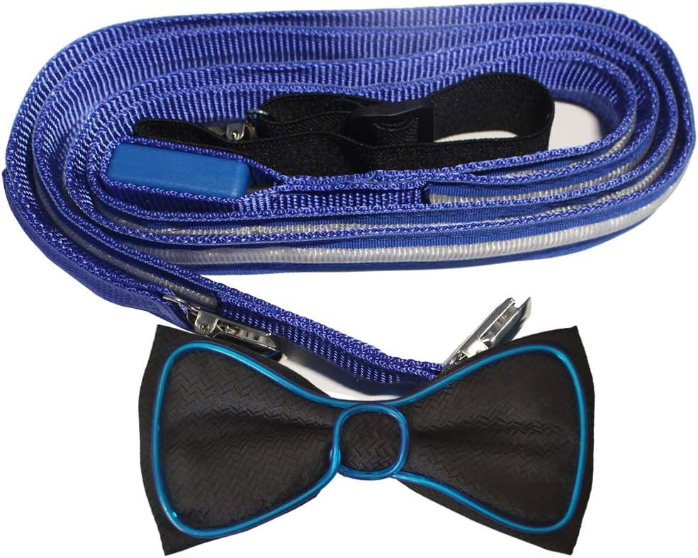 2 Pcs/Set, Light Up Men's LED Suspenders And Bow Tie, Perfect for Music Festival Halloween Costume Party, Christmas
