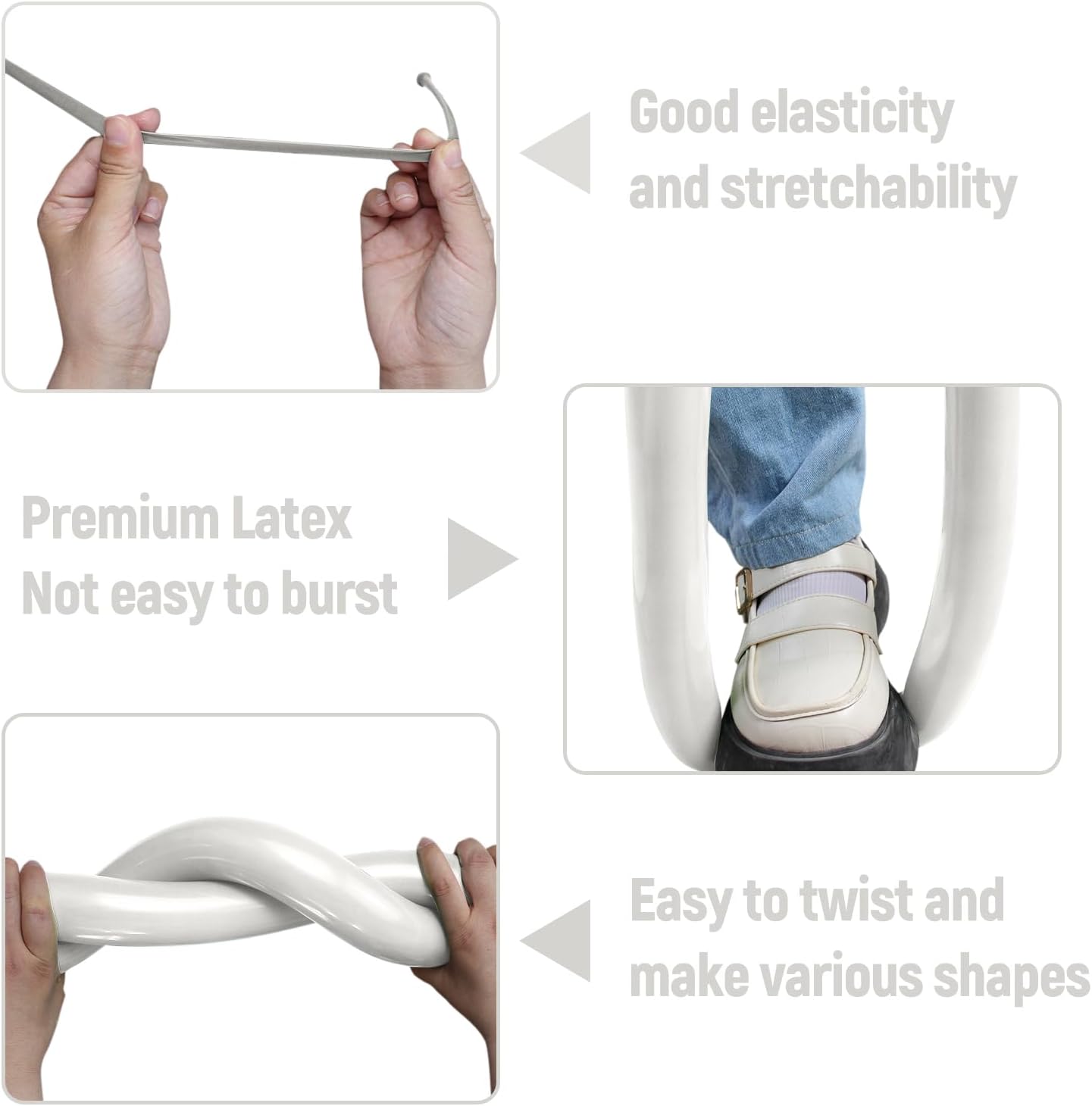 100Pcs Sand White 260 balloons, Thickening Latex Cream 260q Balloons for Animal Model, Long Twisting Balloons for Halloween Xmas Presents, Animal Shape Weddings, Birthdays Clowns.(Sand white)