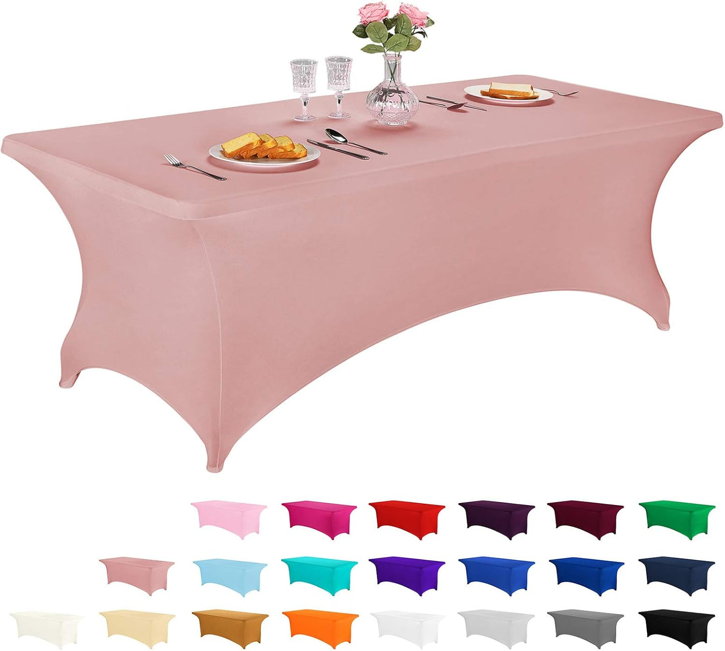 LZY Spandex Fitted Stretch Table Cover for 6 ft or 4ft or 8ft Folding Table, Rectangular Cocktail Tablecloth, Perfect for Party or Banquet