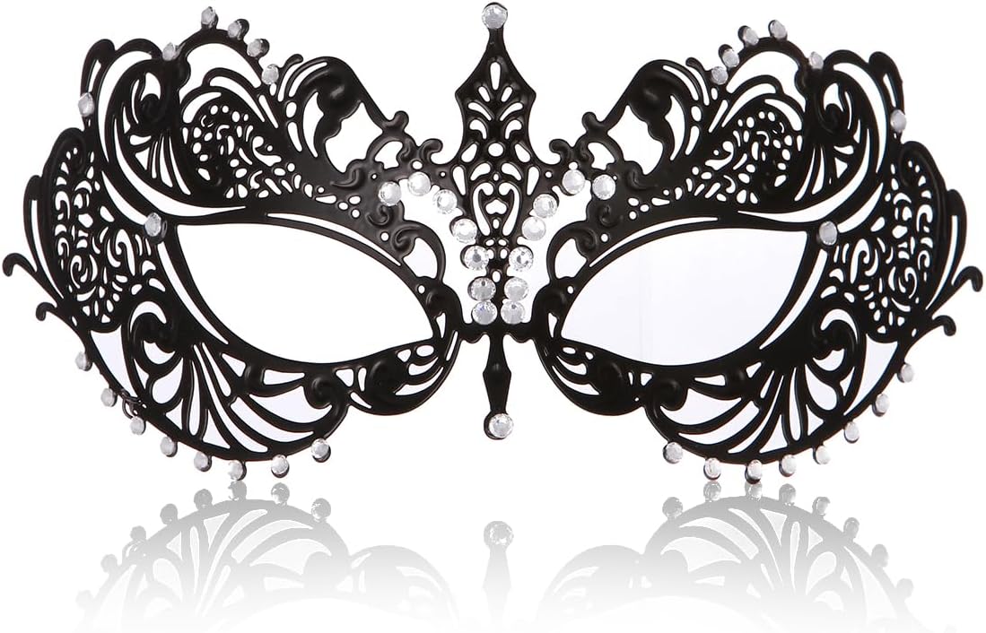 MYMENU Masquerade Mask for Women Shiny Rhinestone Metal Mask Venetian Mask for Party Prom Ball