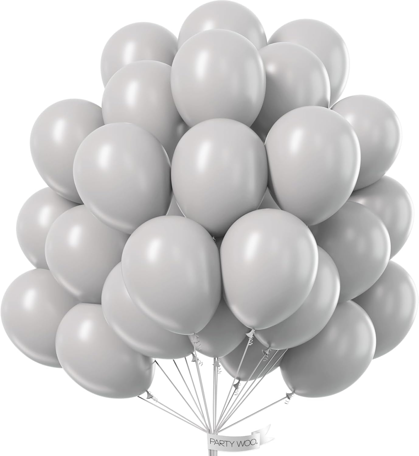 PartyWoo Gray Balloons, 50 pcs 12 Inch Matte Gray Balloons, Grey Balloons for Balloon Garland or Balloon Arch as Birthday Party Decorations, Wedding Decorations, Baby Shower Decorations, Gray-Y71