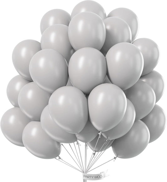 PartyWoo Gray Balloons, 50 pcs 12 Inch Matte Gray Balloons, Grey Balloons for Balloon Garland or Balloon Arch as Birthday Party Decorations, Wedding Decorations, Baby Shower Decorations, Gray-Y71