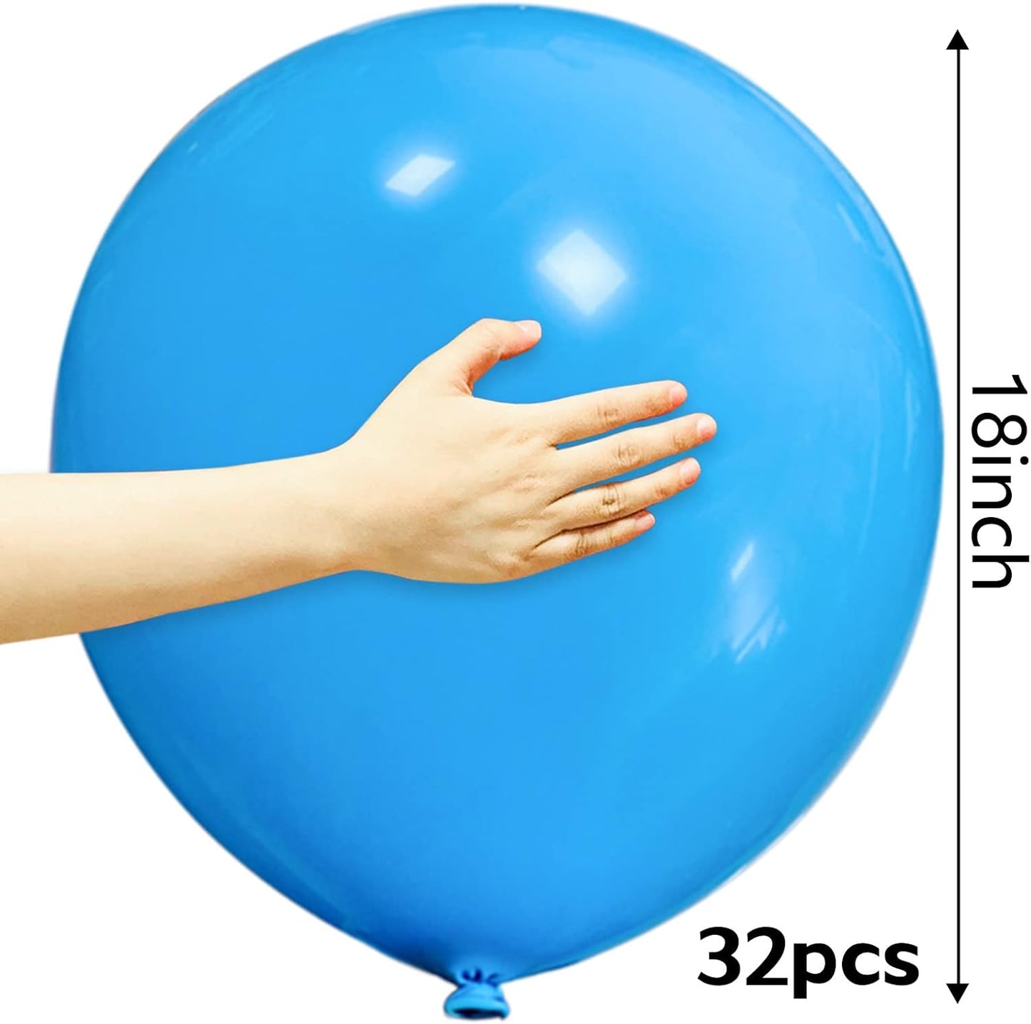 32Pcs Blue Big Balloons 18 Inch, Round Large Latex Party Balloons for Birthday Wedding Decorations. (light blue)
