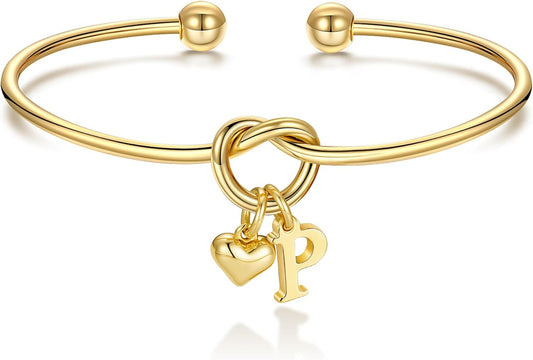 M MOOHAM Christmas Gifts for Women Teen Girls - Knot Initial Bracelets for Women, Bridesmaid Gifts Bridesmaids Proposal Gift Dainty Knot Letter A-Z Heart Initial Bracelet Jewelry Friendship Bracelets