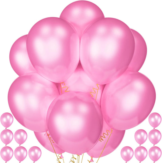 120 Pack Pearl Pink Balloons, Bright 12 inch Royal Pink Latex Party Balloons for Birthday Wedding Baby Shower Halloween.