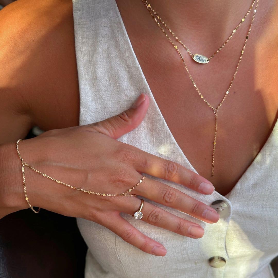 Listine Hand Chain Bracelet 14K Gold Plated Ring Bracelet Hand Chain Trendy Stuff for Women Dainty Hand Bracelets with Finger Ring Hand Jewelry for Women