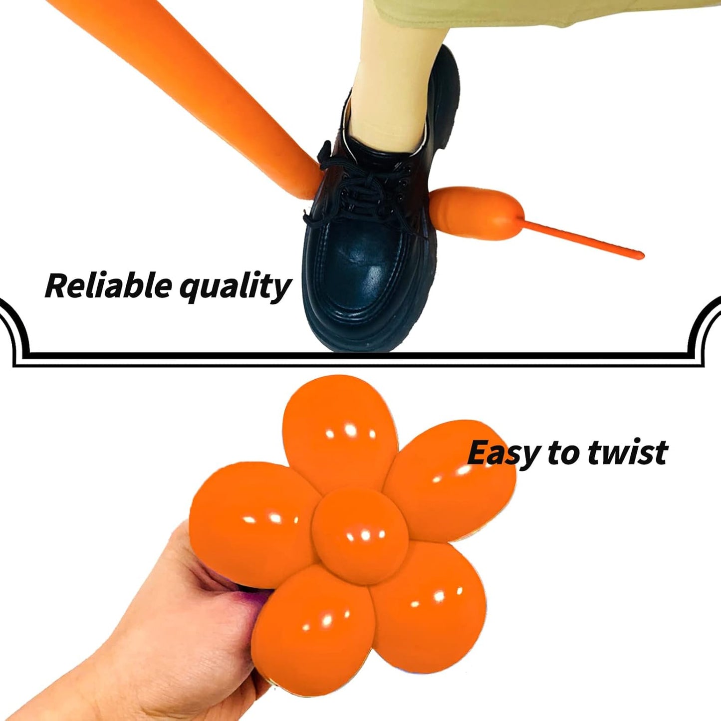 Orange 260 Long Skinny Twisting Animal Balloons, Rainbow Balloons for Animal Shapes Carnival Festival Party Supplies 100pcs