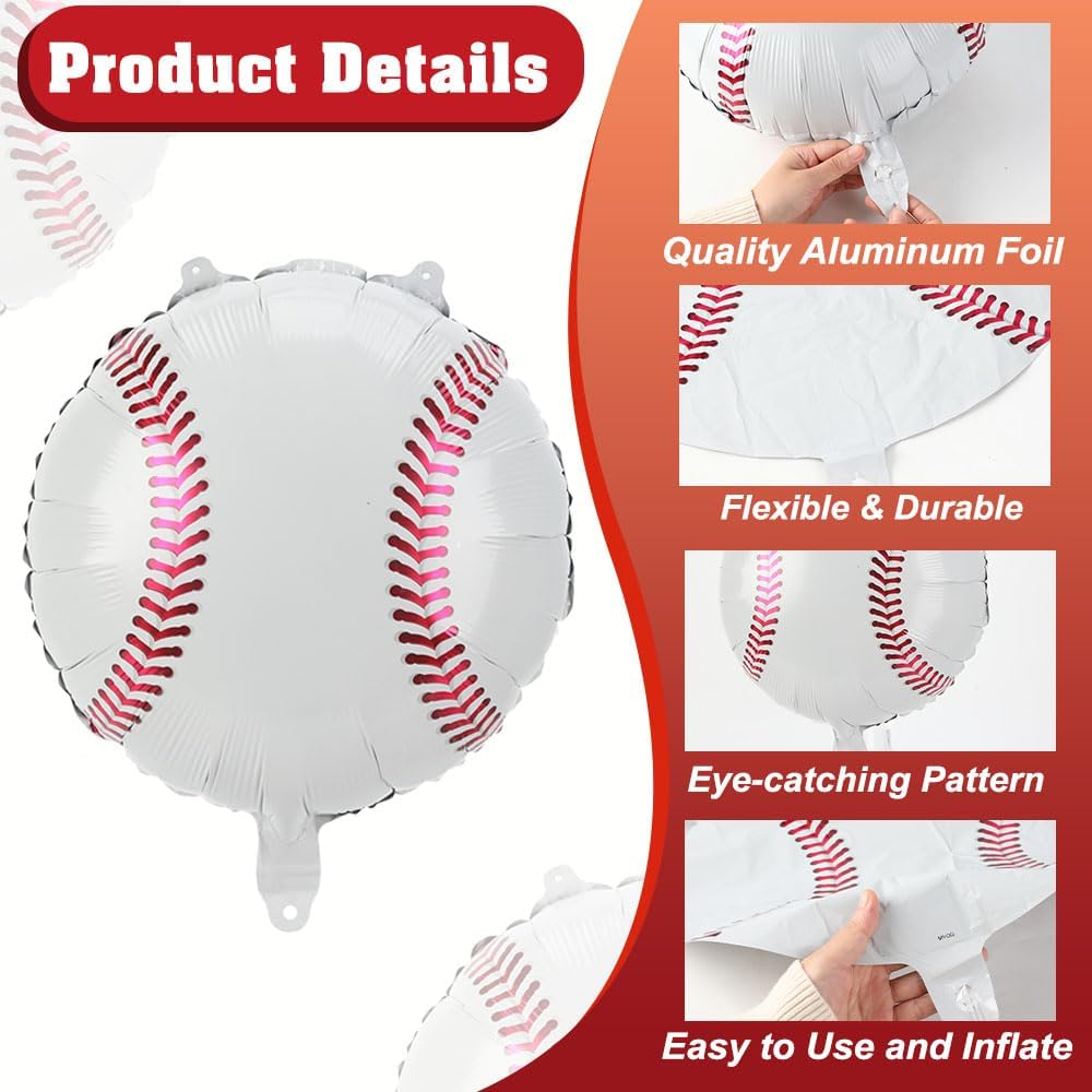8 PCS 18 Inch Baseball Balloons Party Favors Birthday Party Decorations Supplies Baseball Lover Sport Glove Giant Balloons Christmas Mylar Foil Helium Aluminum Balloon Baby Shower Gender Reveal Theme