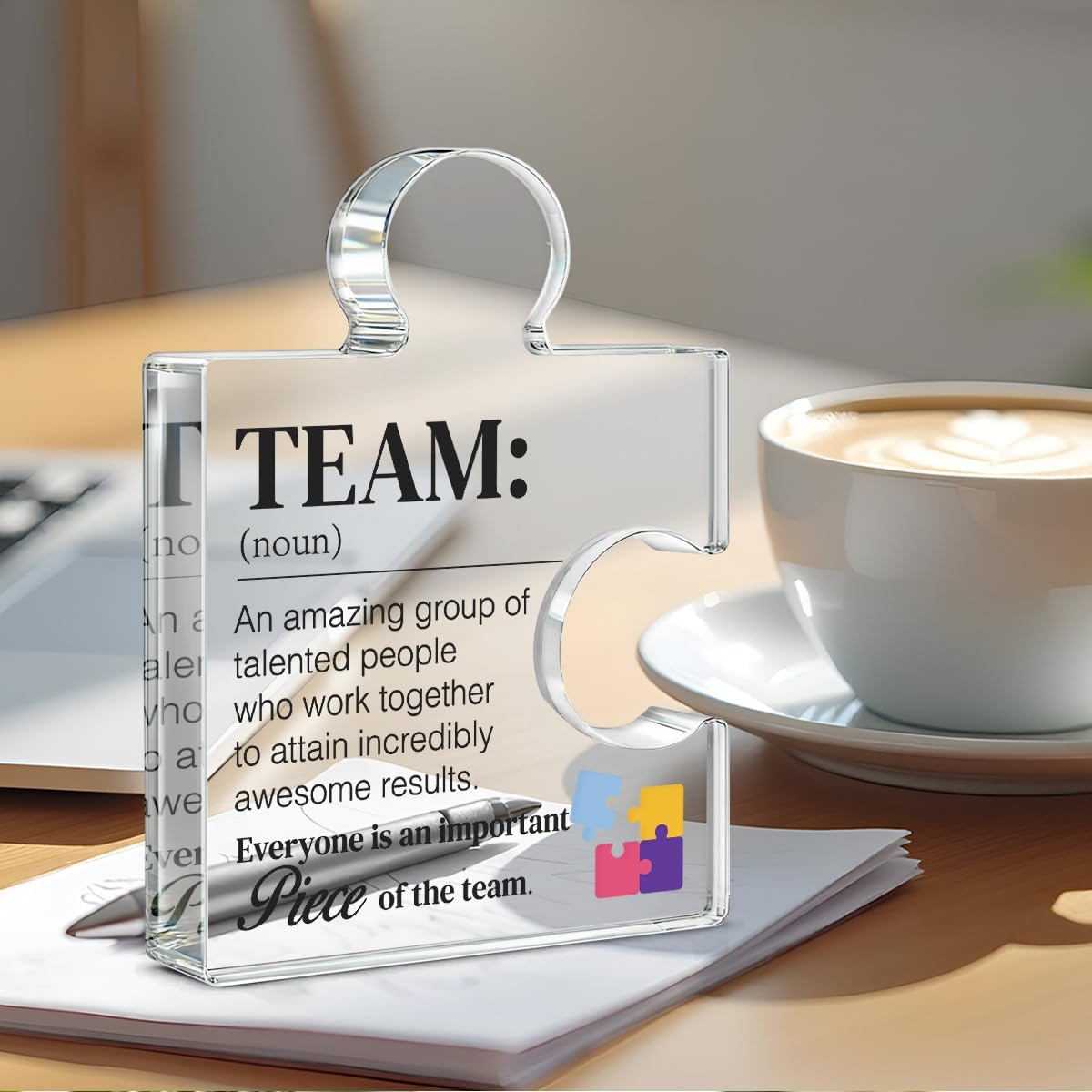 Team Gift Thank You Appreciation Gifts for Coworkers Colleagues Employees Team Definition Acrylic Puzzle Piece Plaque Office Decor