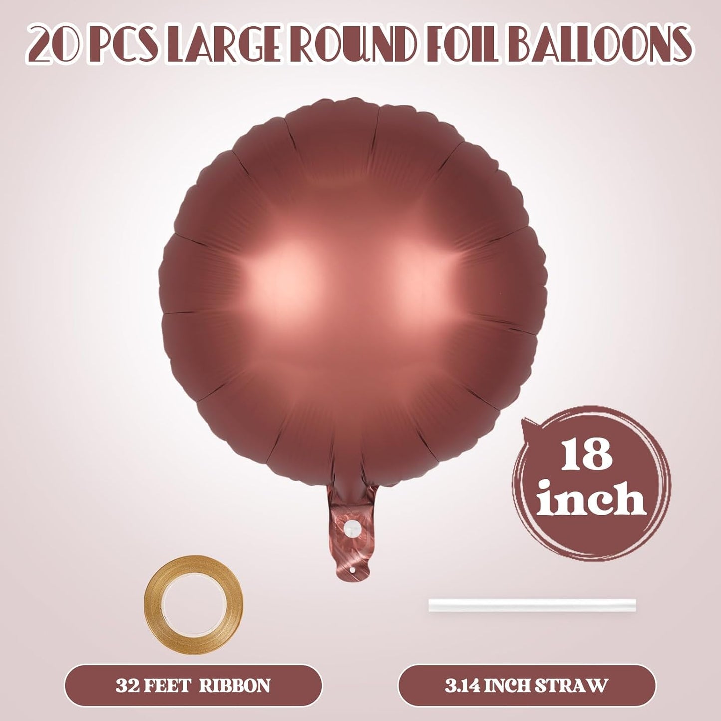 20 Pcs Chocolate Round Shaped Balloons,18 Inch Round Foil Balloon,Giant Round Mylar Balloon Helium Balloons for Birthday Party Baby Shower Wedding Decorations (Chocolate)