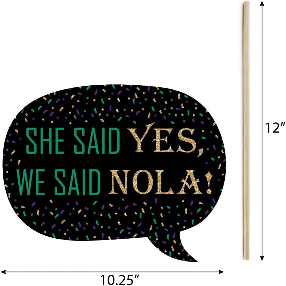 Big Dot of Happiness Funny Nola Bride Squad - New Orleans Bachelorette Party Photo Booth Props Kit - 10 Piece