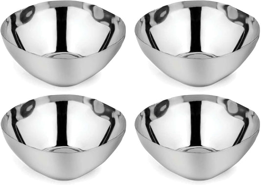Ahimsa Stainless Steel Bowls for Kids | Non Toxic, Pediatrician Designed Toddler Bowls 12oz | Durable Metal Kids Bowl, Easy to Clean, Dishwasher Safe | Set of 4 Silver