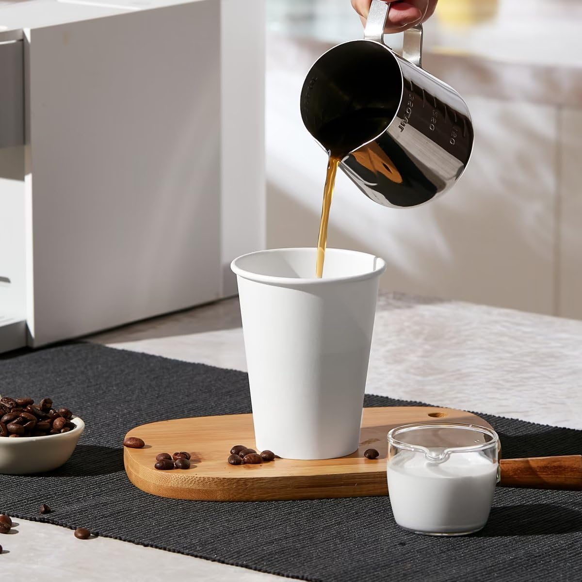 JOLLY PARTY 300 Pack 12 oz Disposable Paper Coffee Cup, Hot/Cold Beverage Drinking Cups for Water, Paper Coffee Cups, White Hot Coffee Cups