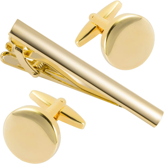 GWD Cufflinks and Tie Clip Set for Men Personalized Cuff Links Business Wedding Father's Day Gift