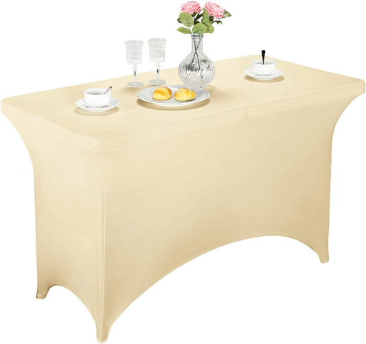 LZY Spandex Fitted Stretch Table Cover for 4ft or 6ft or 8ft Folding Table, Rectangular Cocktail Tablecloth, Perfect for Party or Banquet