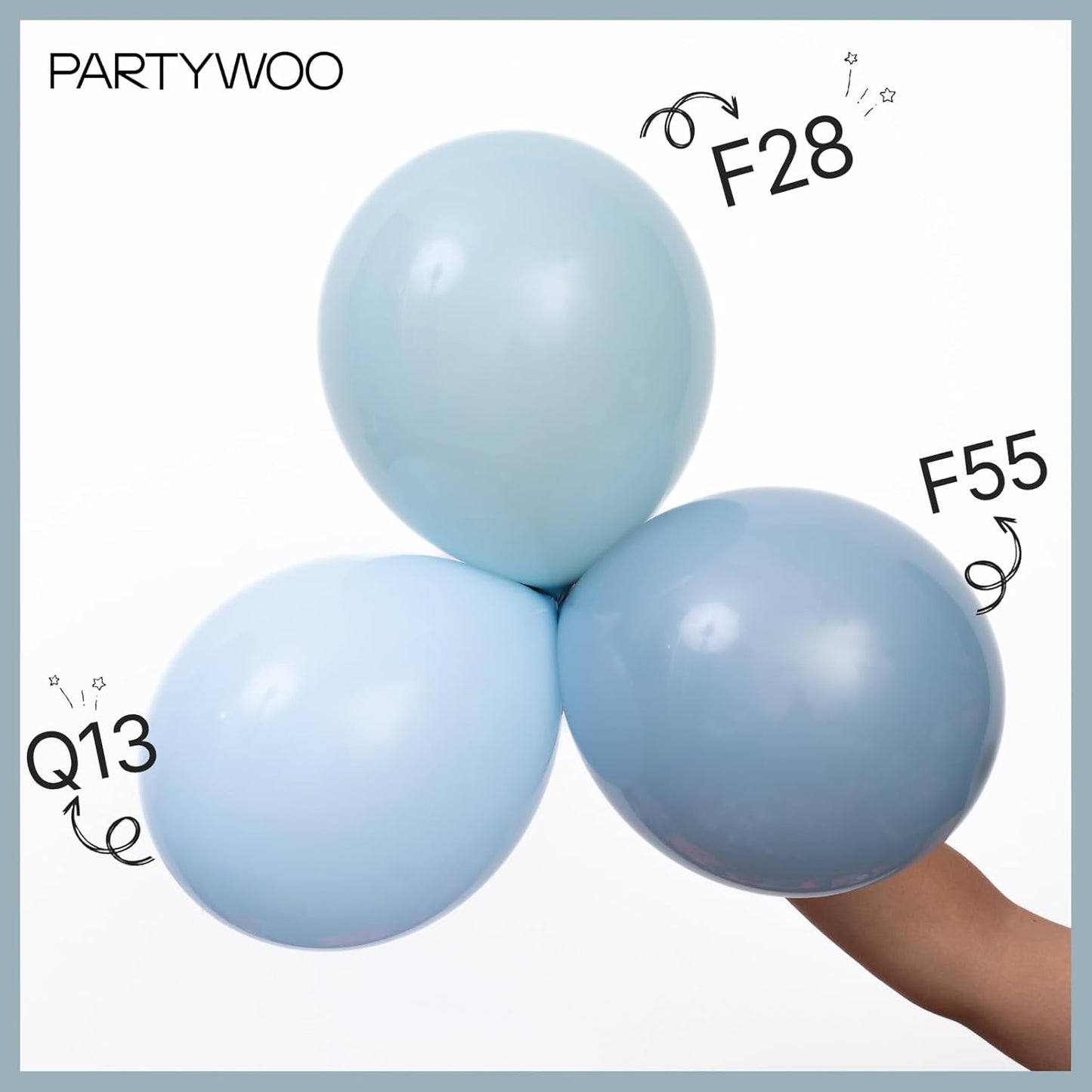 PartyWoo Dusty Blue Balloons 50 pcs 12 Inch Light Blue Aqua Latex Helium Balloons for Graduation Wedding Baby Shower Gender Reveal Anniversary Graduation Birthday Party Decorations Blue-F28
